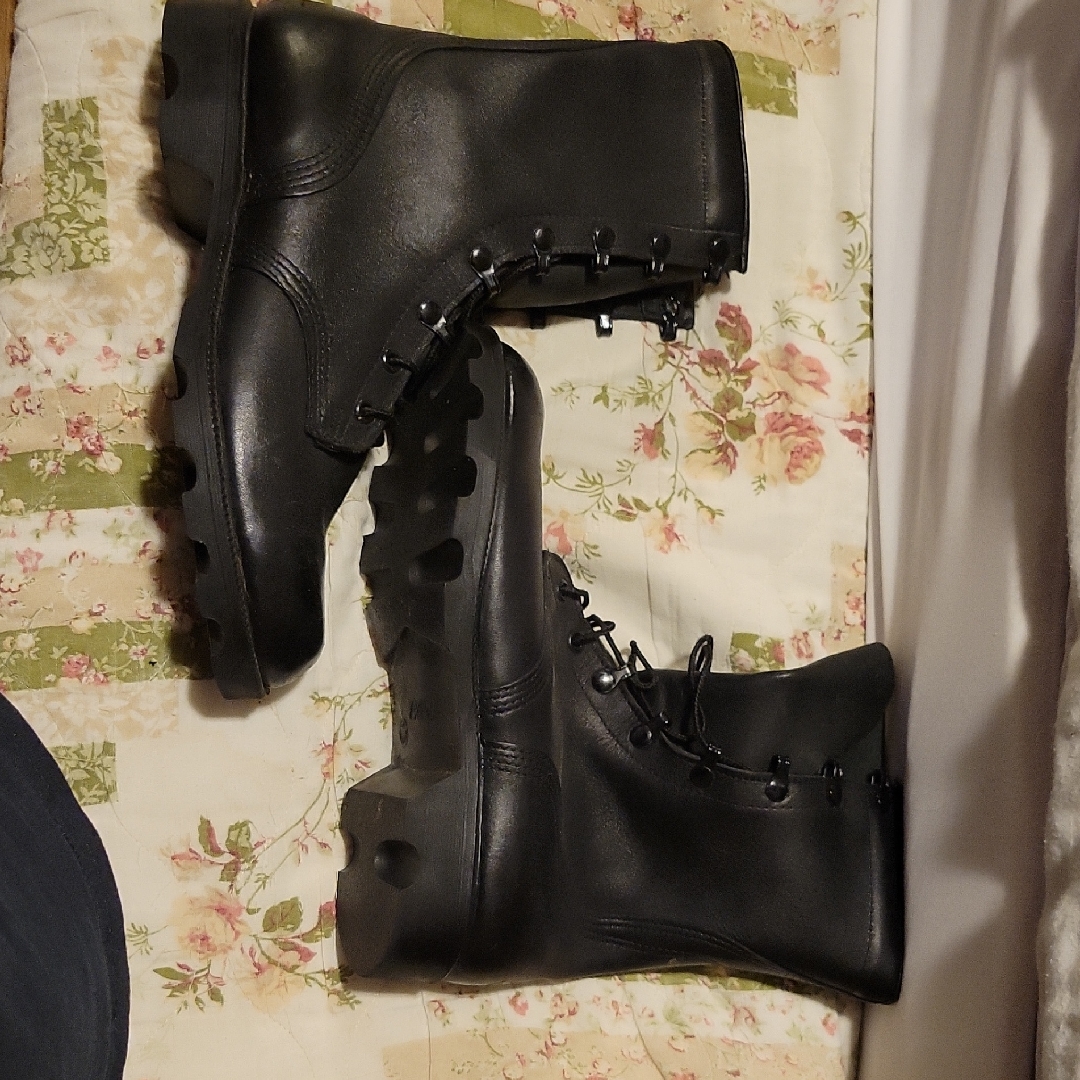 Black Leather Mens Combat Boots